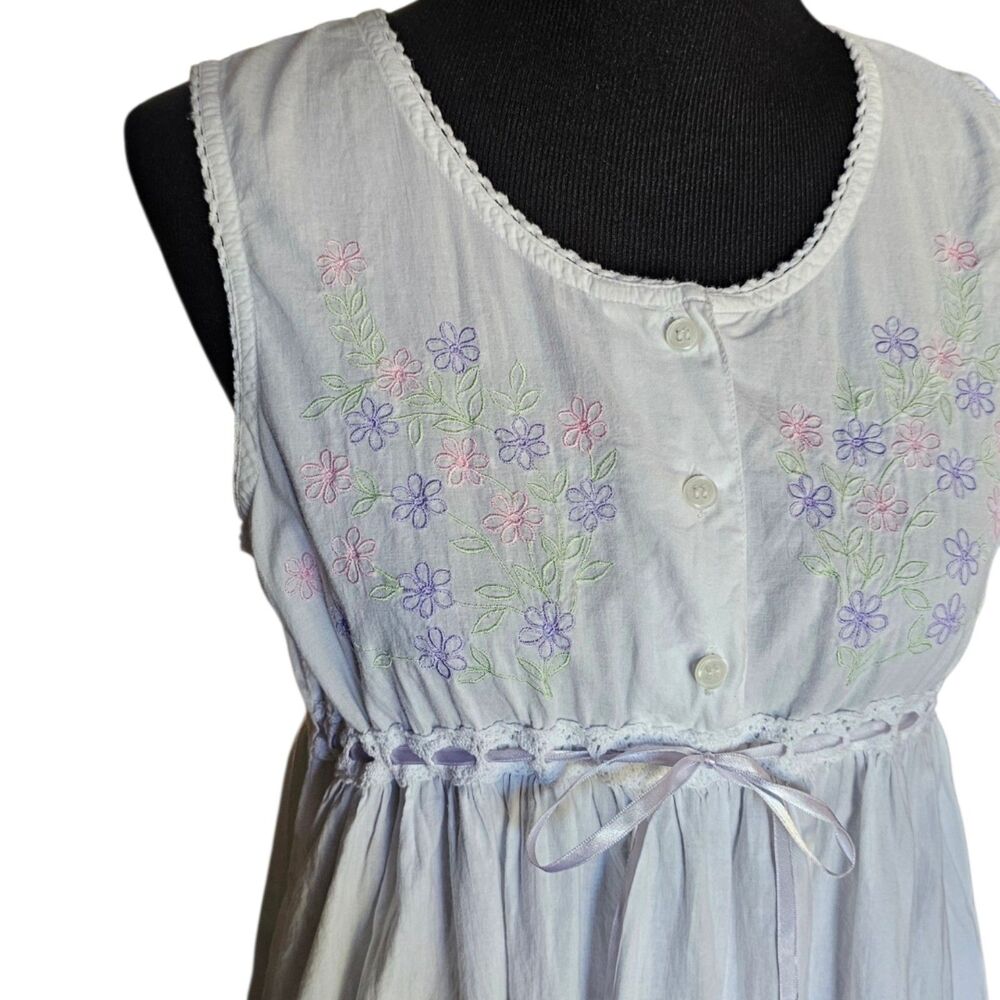 Gilligan O’Malley White Cotton Embroidered Nightgown Cottagecore Prairie Nightie - Picture 3 of 8